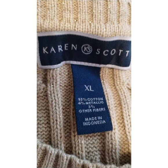 Karen Scott Womens Cable Knit Gold Metallic Size XL Great Condition - Picture 3 of 7